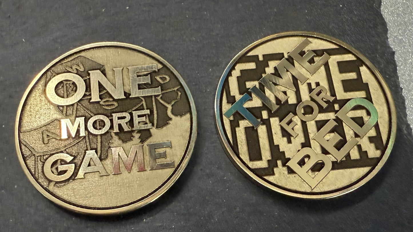Laser Engrave Brass Coin - Gamer Decision Coin