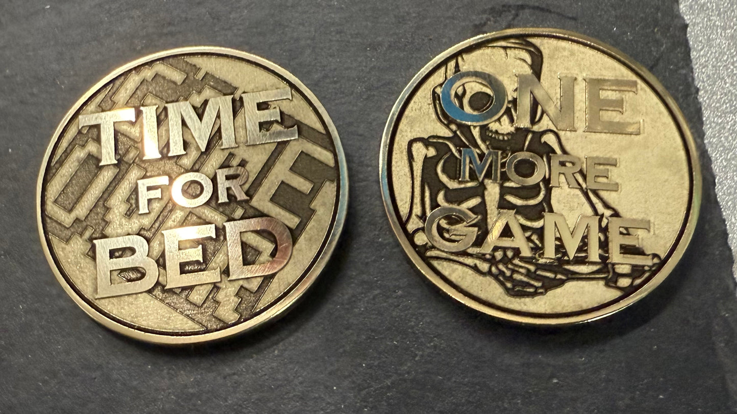 Laser Engrave Brass Coin - Gamer Decision Coin
