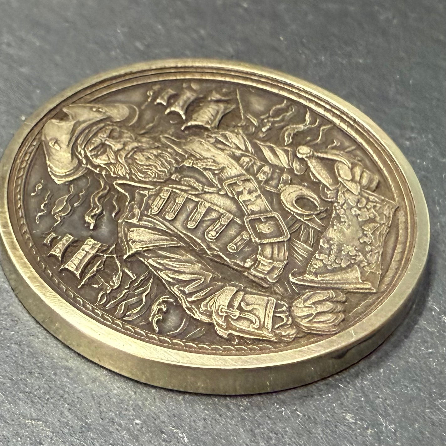 3D Laser Engraved Brass Coin - Pirate Captain